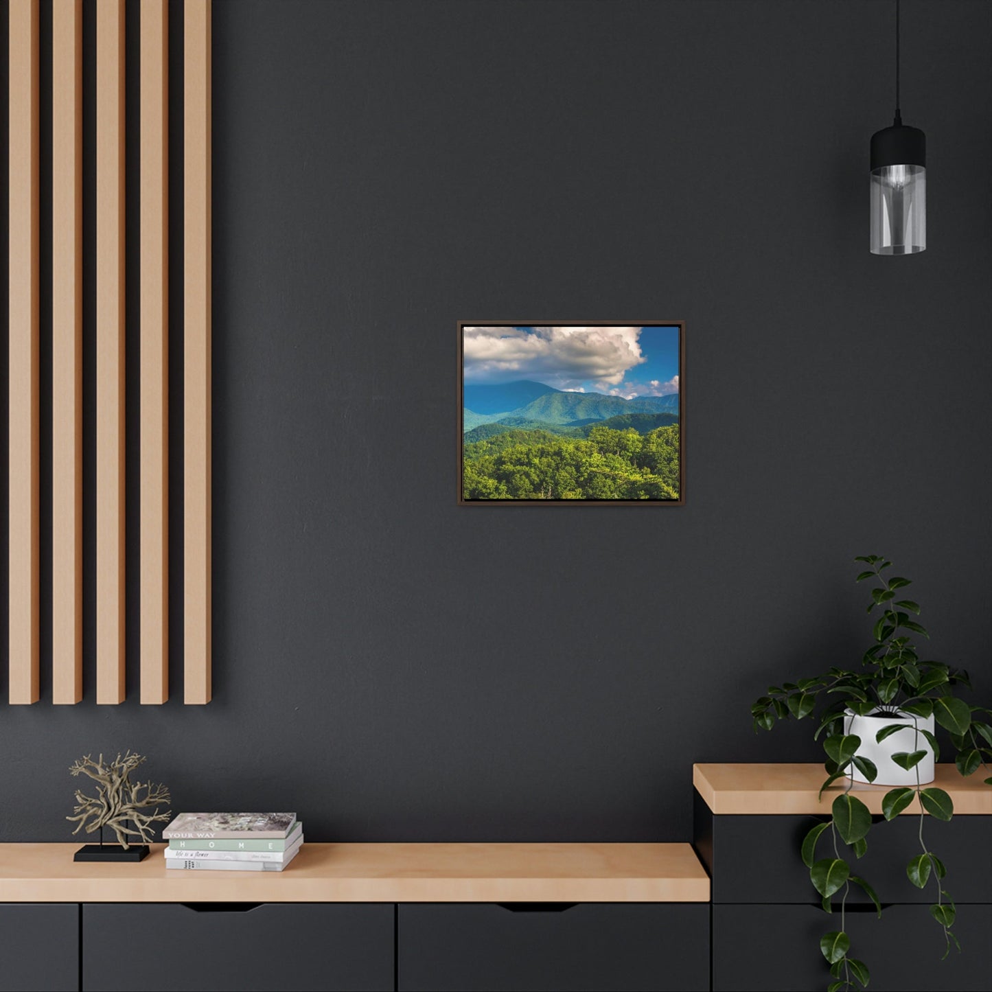 Horizontal Framed Premium Gallery Wrap Canvas - Mountains view - Celebrating the Great Smoky Mountain National Park - Green Forest Home