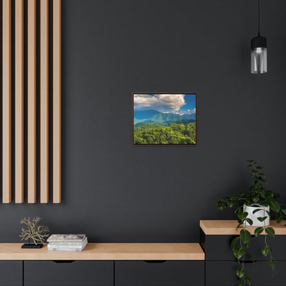 Horizontal Framed Premium Gallery Wrap Canvas - Mountains view - Celebrating the Great Smoky Mountain National Park - Green Forest Home