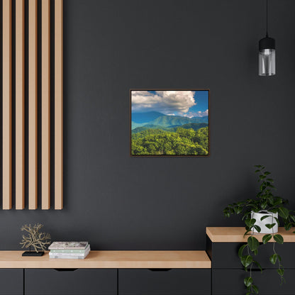 Horizontal Framed Premium Gallery Wrap Canvas - Mountains view - Celebrating the Great Smoky Mountain National Park - Green Forest Home