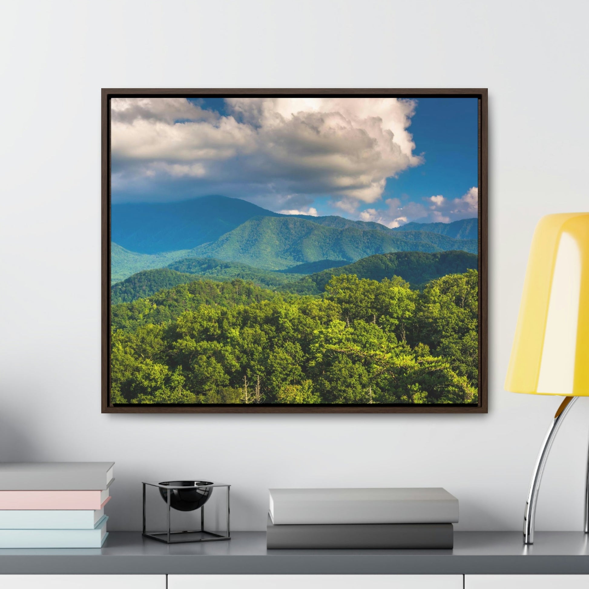 Horizontal Framed Premium Gallery Wrap Canvas - Mountains view - Celebrating the Great Smoky Mountain National Park - Green Forest Home