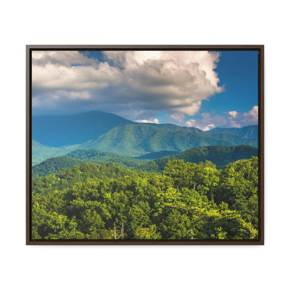 Horizontal Framed Premium Gallery Wrap Canvas - Mountains view - Celebrating the Great Smoky Mountain National Park - Green Forest Home