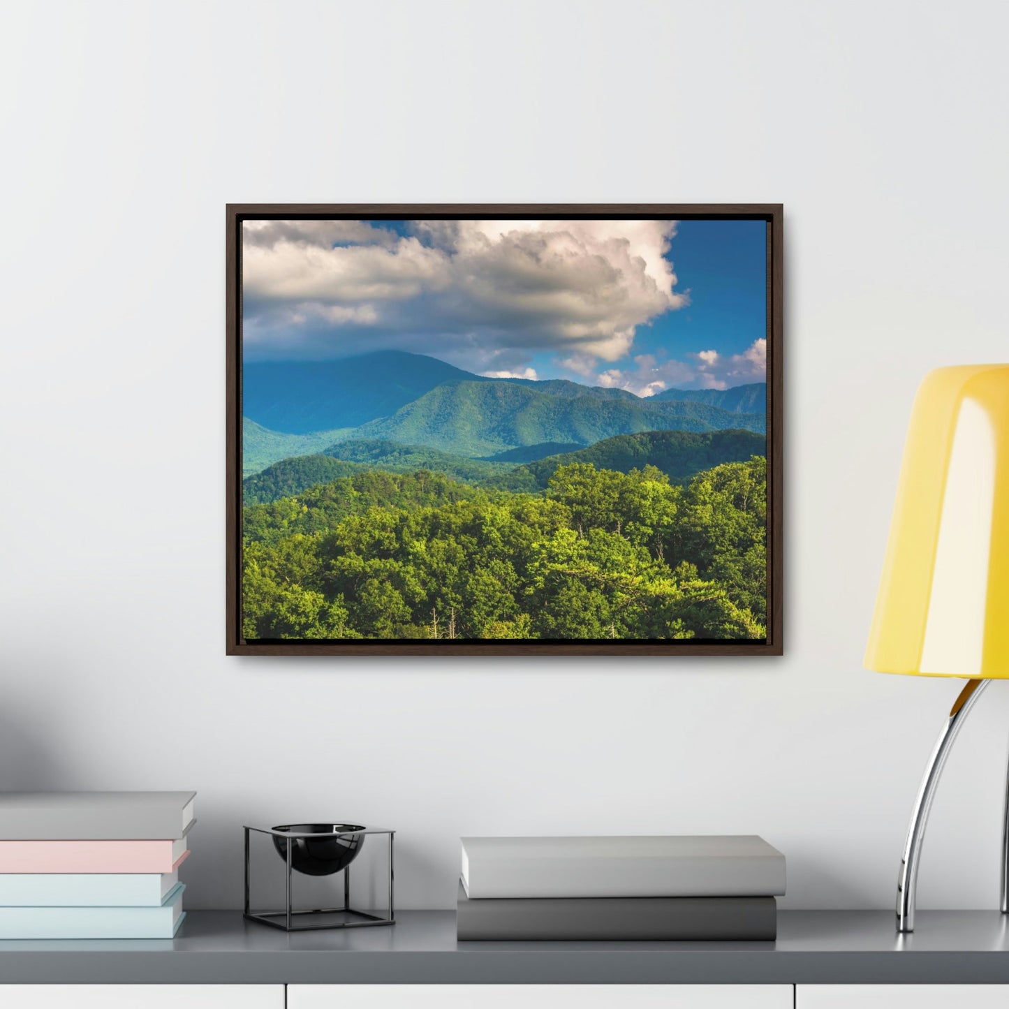 Horizontal Framed Premium Gallery Wrap Canvas - Mountains view - Celebrating the Great Smoky Mountain National Park - Green Forest Home