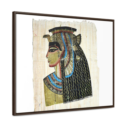 Horizontal Framed Premium Gallery Wrap Canvas - Queen Cleopatra on Egyptian Papyrus - Egypt - Ancient religions - Green Forest Home