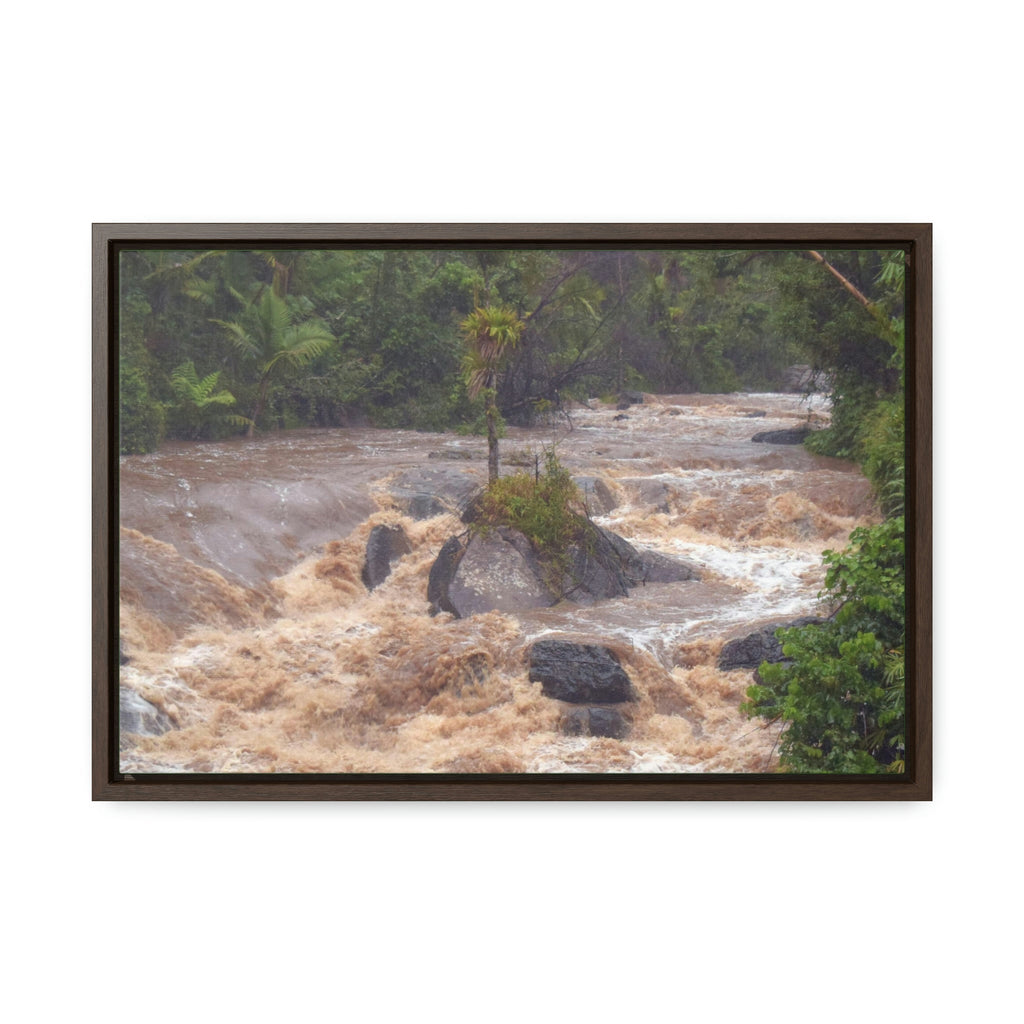 Horizontal Framed Premium Gallery Wrap Canvas - The Rio Sabana river and park in a flood - El Yunque rainforest PR - No7 - Green Forest Home