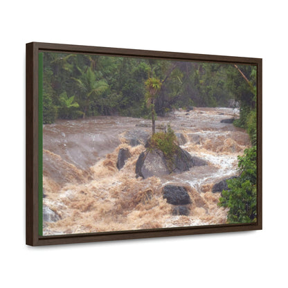 Horizontal Framed Premium Gallery Wrap Canvas - The Rio Sabana river and park in a flood - El Yunque rainforest PR - No7 - Green Forest Home