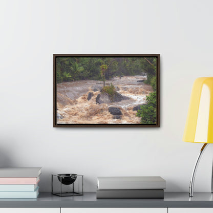 Horizontal Framed Premium Gallery Wrap Canvas - The Rio Sabana river and park in a flood - El Yunque rainforest PR - No7 - Green Forest Home