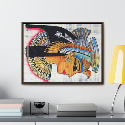 Horizontal Framed Premium Gallery Wrap Canvas - The symbol of Pharaoh Painting on Papyrus - Egypt - Ancient religions - Green Forest Home