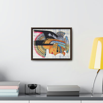 Horizontal Framed Premium Gallery Wrap Canvas - The symbol of Pharaoh Painting on Papyrus - Egypt - Ancient religions - Green Forest Home