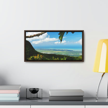 Horizontal Framed Premium Gallery Wrap Canvas - View of El Yunque before Maria - historic view at 3,175 feet from Tres Picachos - Green Forest Home