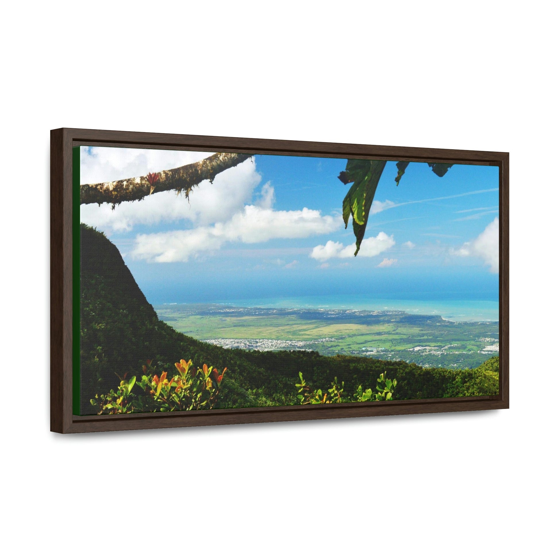 Horizontal Framed Premium Gallery Wrap Canvas - View of El Yunque before Maria - historic view at 3,175 feet from Tres Picachos - Green Forest Home