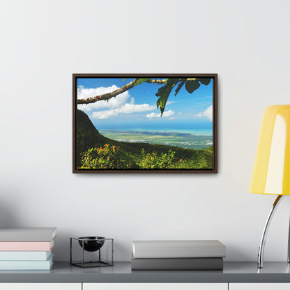 Horizontal Framed Premium Gallery Wrap Canvas - View of El Yunque before Maria - historic view at 3,175 feet from Tres Picachos - Green Forest Home