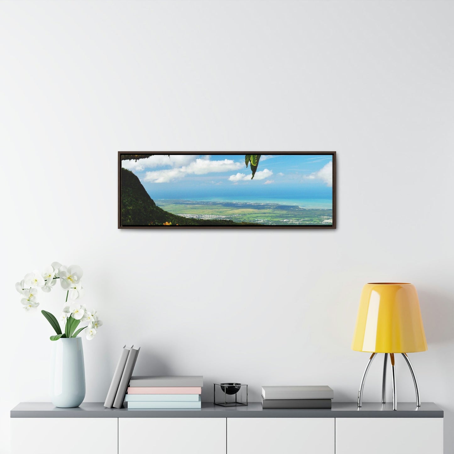 Horizontal Framed Premium Gallery Wrap Canvas - View of El Yunque before Maria - historic view at 3,175 feet from Tres Picachos - Green Forest Home