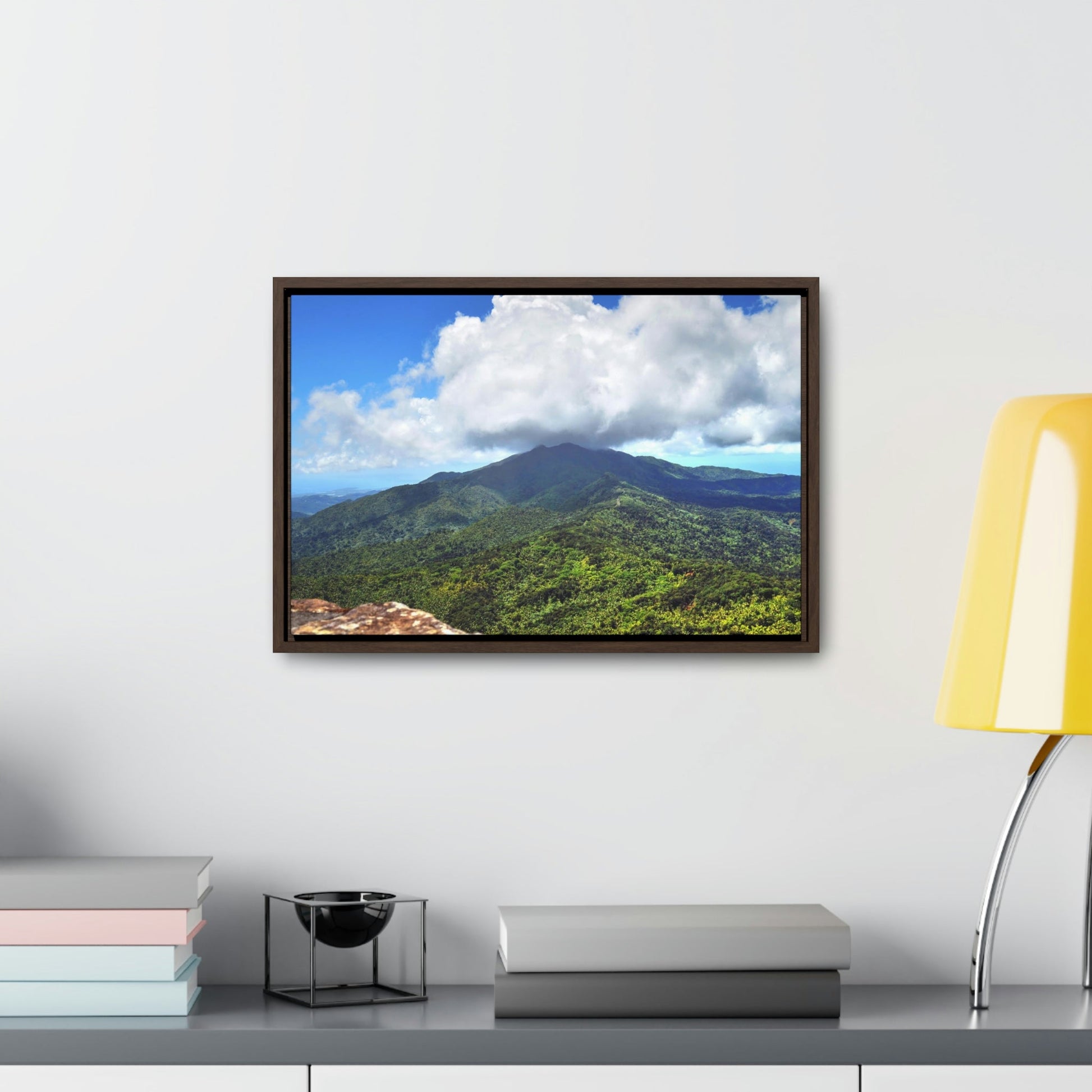 Horizontal Framed Premium Gallery Wrap Canvas - Views from El Yunque rainforest in Puerto Rico - awesome view from Mt Britton - Green Forest Home