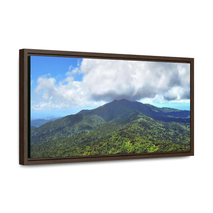Horizontal Framed Premium Gallery Wrap Canvas - Views from El Yunque rainforest in Puerto Rico - awesome view from Mt Britton - Green Forest Home