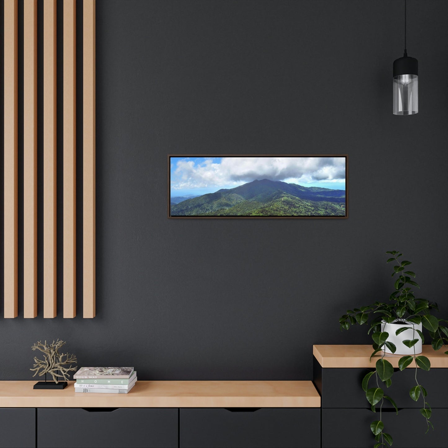 Horizontal Framed Premium Gallery Wrap Canvas - Views from El Yunque rainforest in Puerto Rico - awesome view from Mt Britton - Green Forest Home