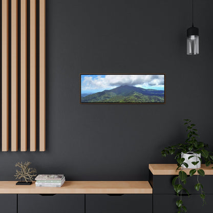 Horizontal Framed Premium Gallery Wrap Canvas - Views from El Yunque rainforest in Puerto Rico - awesome view from Mt Britton - Green Forest Home