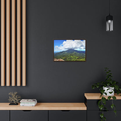 Horizontal Framed Premium Gallery Wrap Canvas - Views from El Yunque rainforest in Puerto Rico - awesome view from Mt Britton - Green Forest Home