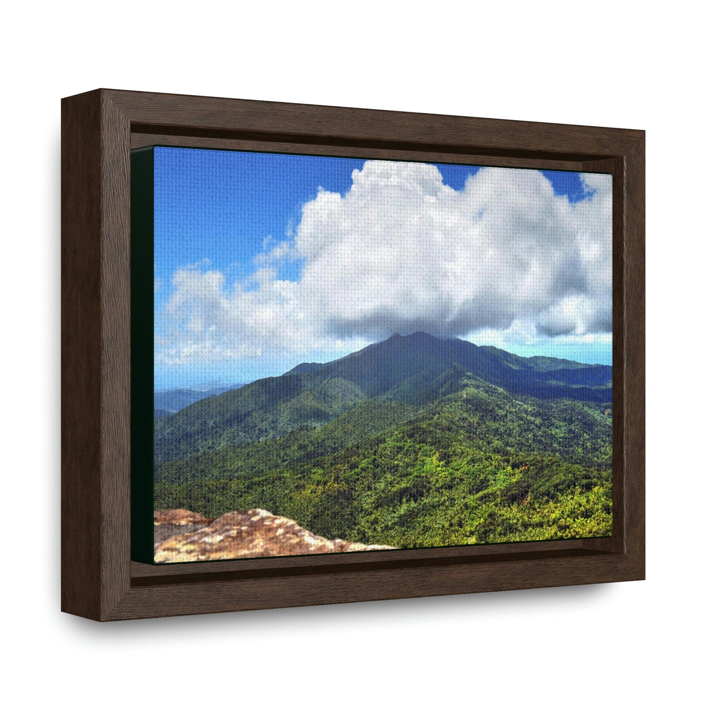 Horizontal Framed Premium Gallery Wrap Canvas - Views from El Yunque rainforest in Puerto Rico - awesome view from Mt Britton - Green Forest Home