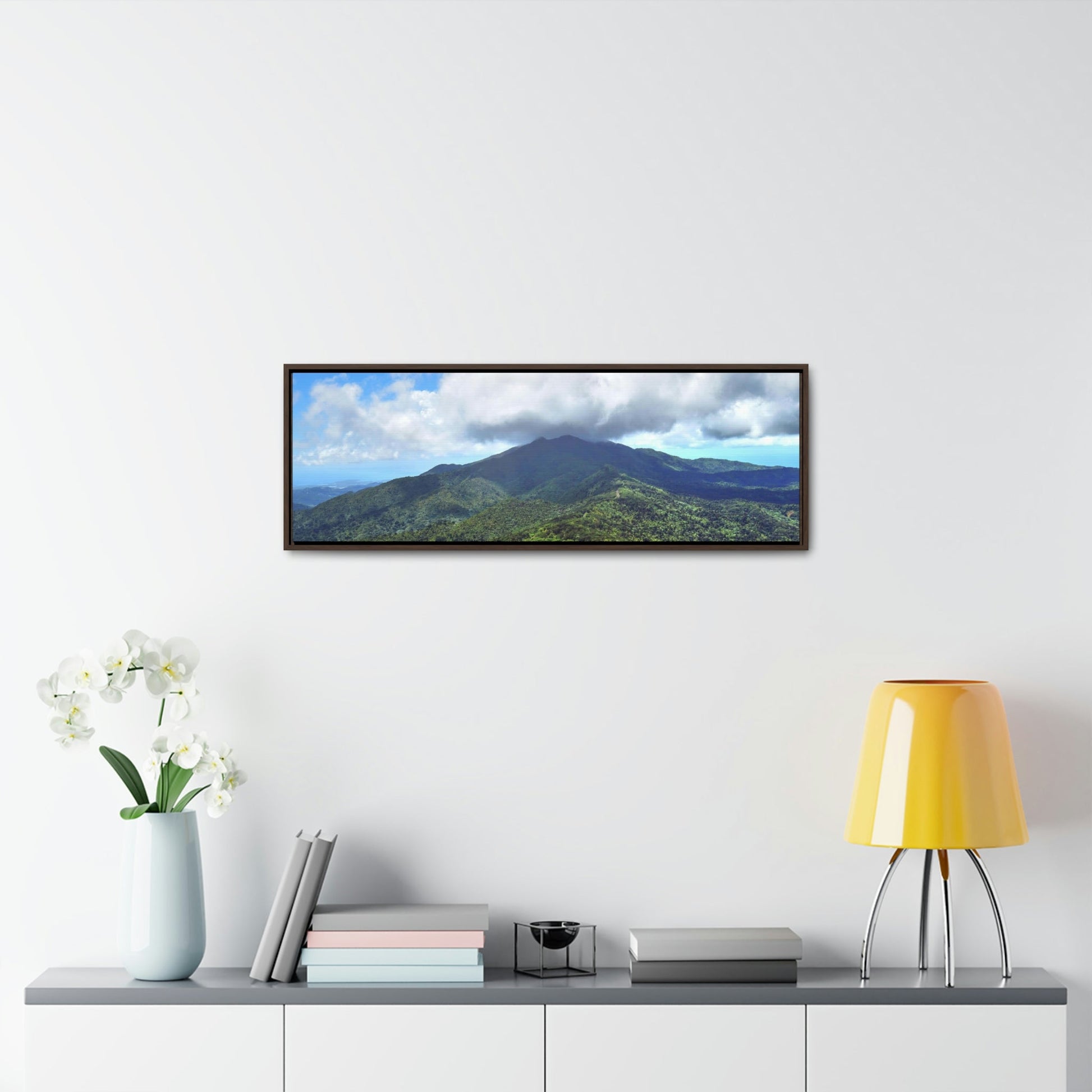 Horizontal Framed Premium Gallery Wrap Canvas - Views from El Yunque rainforest in Puerto Rico - awesome view from Mt Britton - Green Forest Home