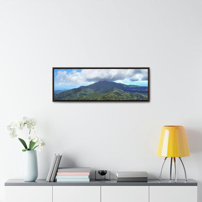 Horizontal Framed Premium Gallery Wrap Canvas - Views from El Yunque rainforest in Puerto Rico - awesome view from Mt Britton - Green Forest Home