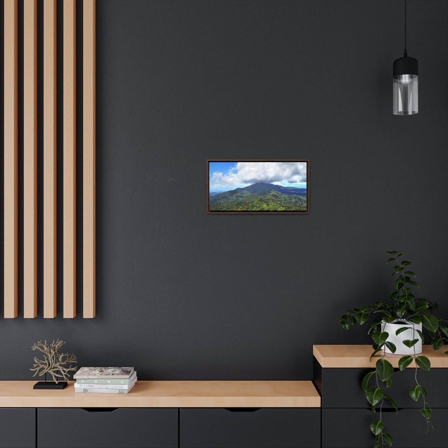 Horizontal Framed Premium Gallery Wrap Canvas - Views from El Yunque rainforest in Puerto Rico - awesome view from Mt Britton - Green Forest Home