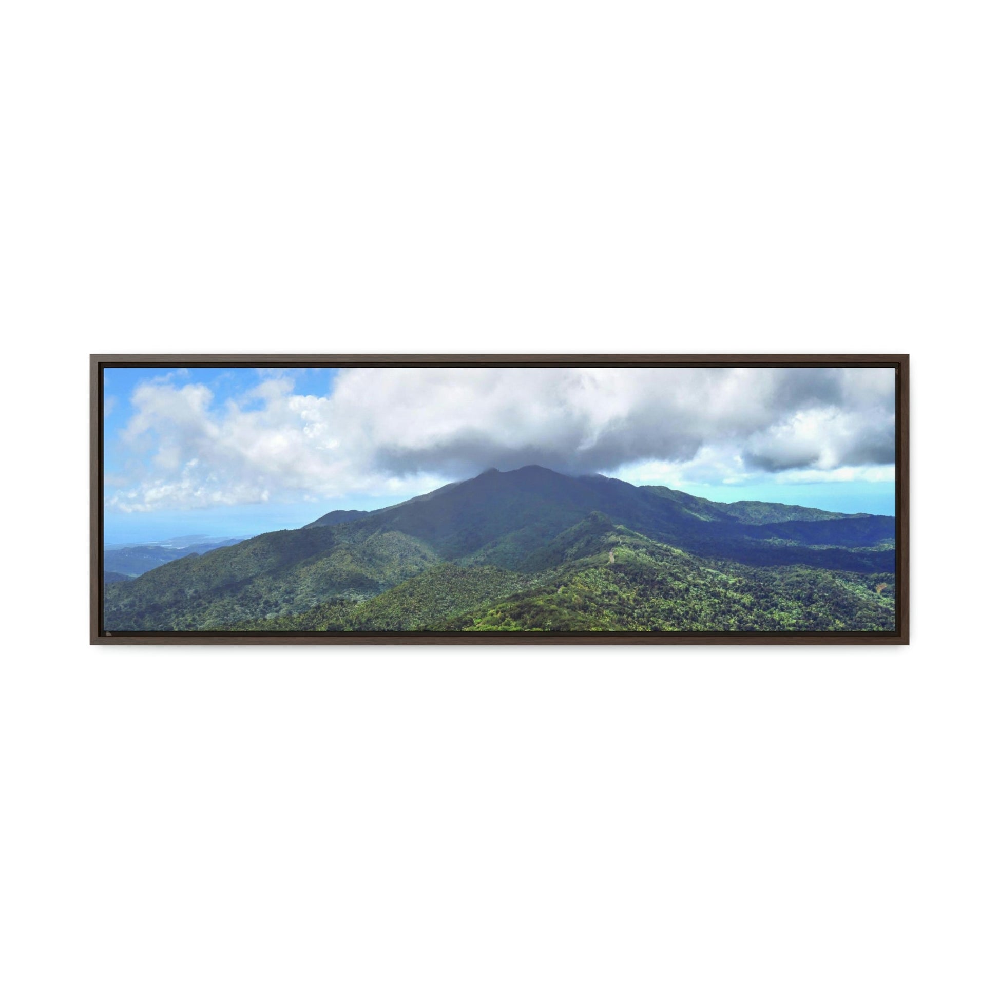 Horizontal Framed Premium Gallery Wrap Canvas - Views from El Yunque rainforest in Puerto Rico - awesome view from Mt Britton - Green Forest Home