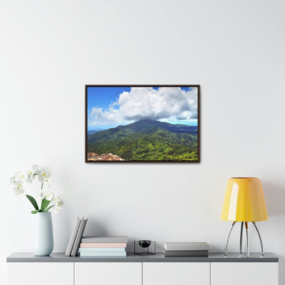 Horizontal Framed Premium Gallery Wrap Canvas - Views from El Yunque rainforest in Puerto Rico - awesome view from Mt Britton - Green Forest Home