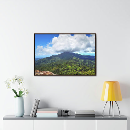 Horizontal Framed Premium Gallery Wrap Canvas - Views from El Yunque rainforest in Puerto Rico - awesome view from Mt Britton - Green Forest Home