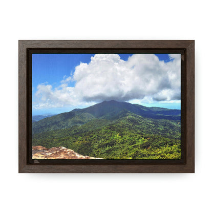 Horizontal Framed Premium Gallery Wrap Canvas - Views from El Yunque rainforest in Puerto Rico - awesome view from Mt Britton - Green Forest Home