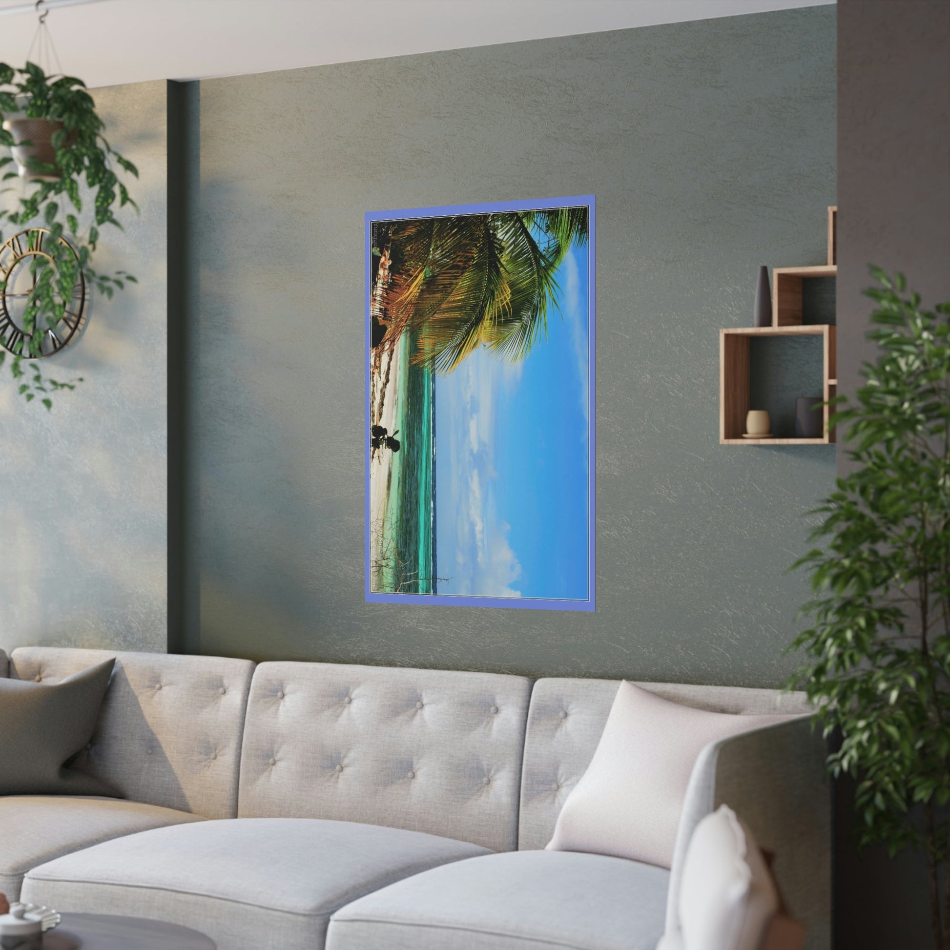 Low cost quality Posters - Pristine and remote - Pajaros Beach blue sky in Mona Island PR - Green Forest Home