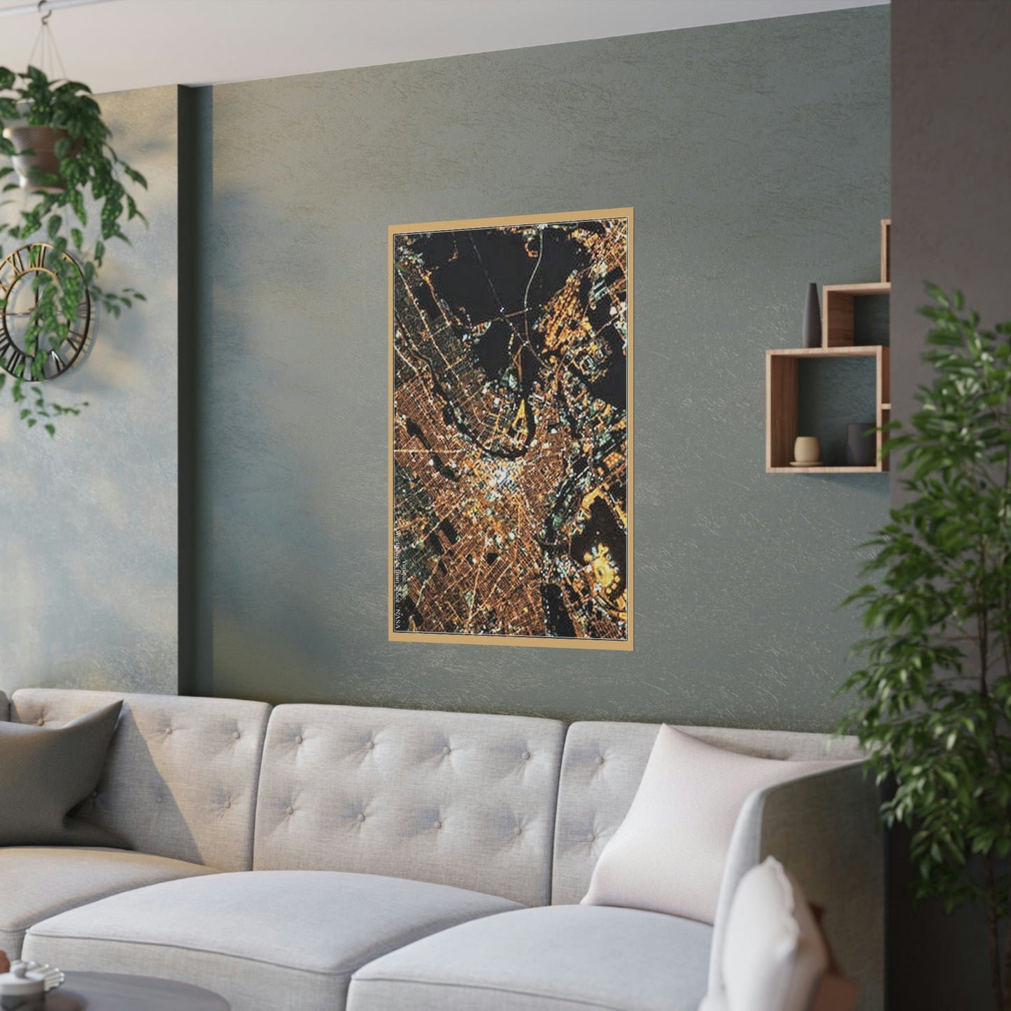 Low cost quality Posters - World Cities from Space - NASA - USA NYC Manhattan closeup - Green Forest Home