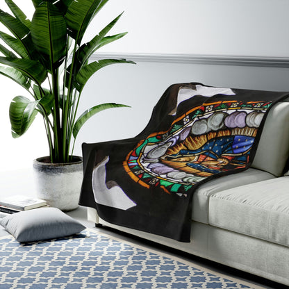 Manta de felpa de terciopelo - Velveteen Plush Blanket - Our Lady of Guadalupe, also known as the Virgen of Guadalupe - Mexico - Catholicism - Green Forest Home