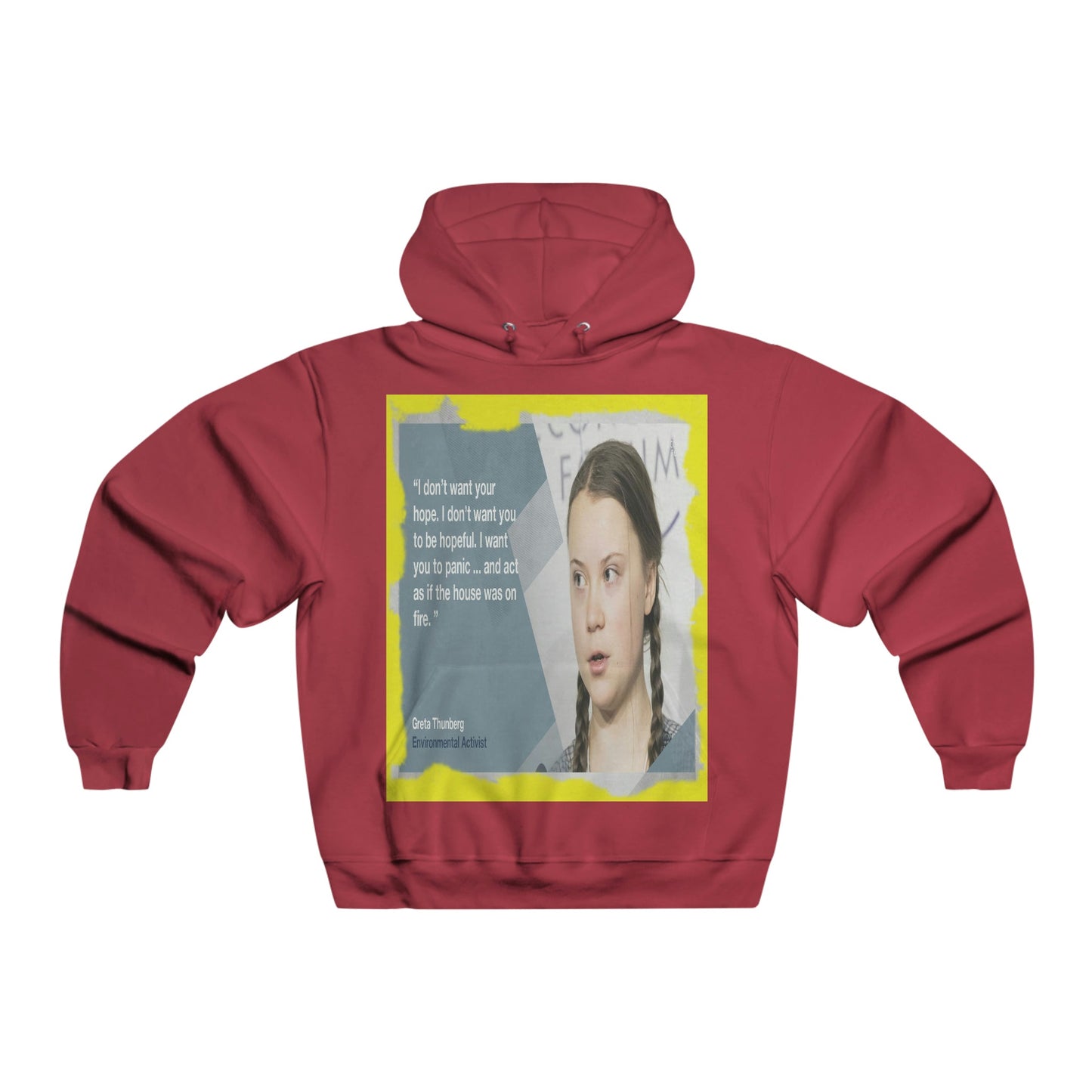 Men's NUBLEND® Hooded Sweatshirt - Fruit Of The Loom - Global Warming/Climate change/Keeling CO2 curve awareness - Greta forceful speeches to increase awareness of Global warming - Green Forest Home