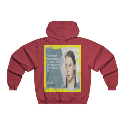 Men's NUBLEND® Hooded Sweatshirt - Fruit Of The Loom - Global Warming/Climate change/Keeling CO2 curve awareness - Greta forceful speeches to increase awareness of Global warming - Green Forest Home
