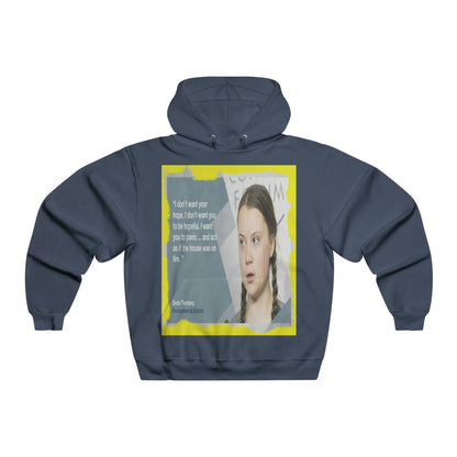 Men's NUBLEND® Hooded Sweatshirt - Fruit Of The Loom - Global Warming/Climate change/Keeling CO2 curve awareness - Greta forceful speeches to increase awareness of Global warming - Green Forest Home
