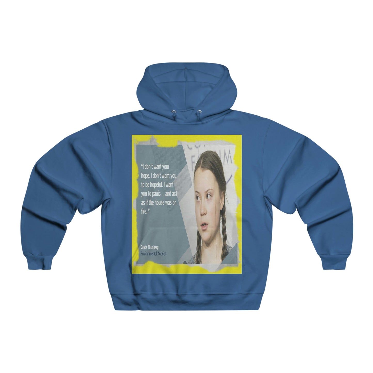 Men's NUBLEND® Hooded Sweatshirt - Fruit Of The Loom - Global Warming/Climate change/Keeling CO2 curve awareness - Greta forceful speeches to increase awareness of Global warming - Green Forest Home