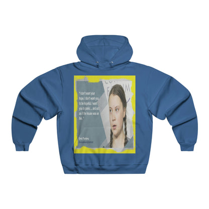 Men's NUBLEND® Hooded Sweatshirt - Fruit Of The Loom - Global Warming/Climate change/Keeling CO2 curve awareness - Greta forceful speeches to increase awareness of Global warming - Green Forest Home