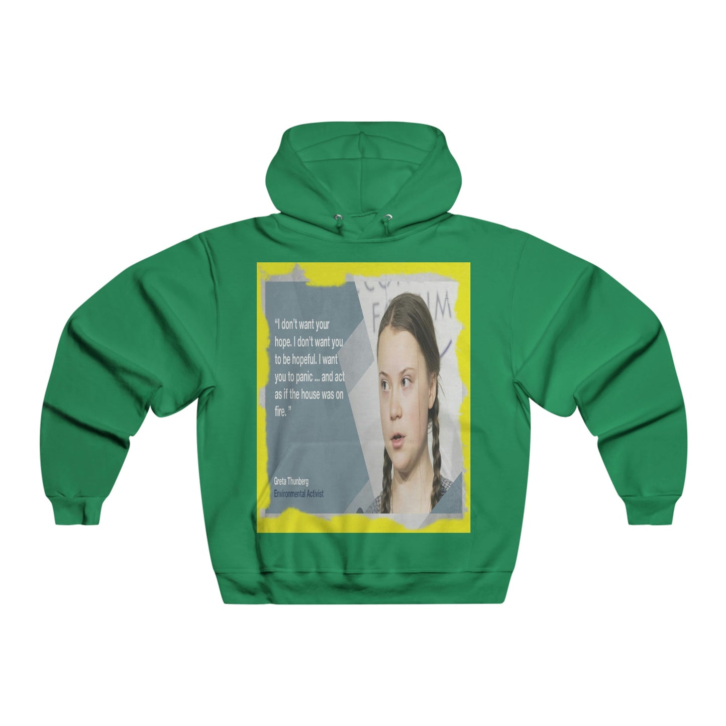 Men's NUBLEND® Hooded Sweatshirt - Fruit Of The Loom - Global Warming/Climate change/Keeling CO2 curve awareness - Greta forceful speeches to increase awareness of Global warming - Green Forest Home