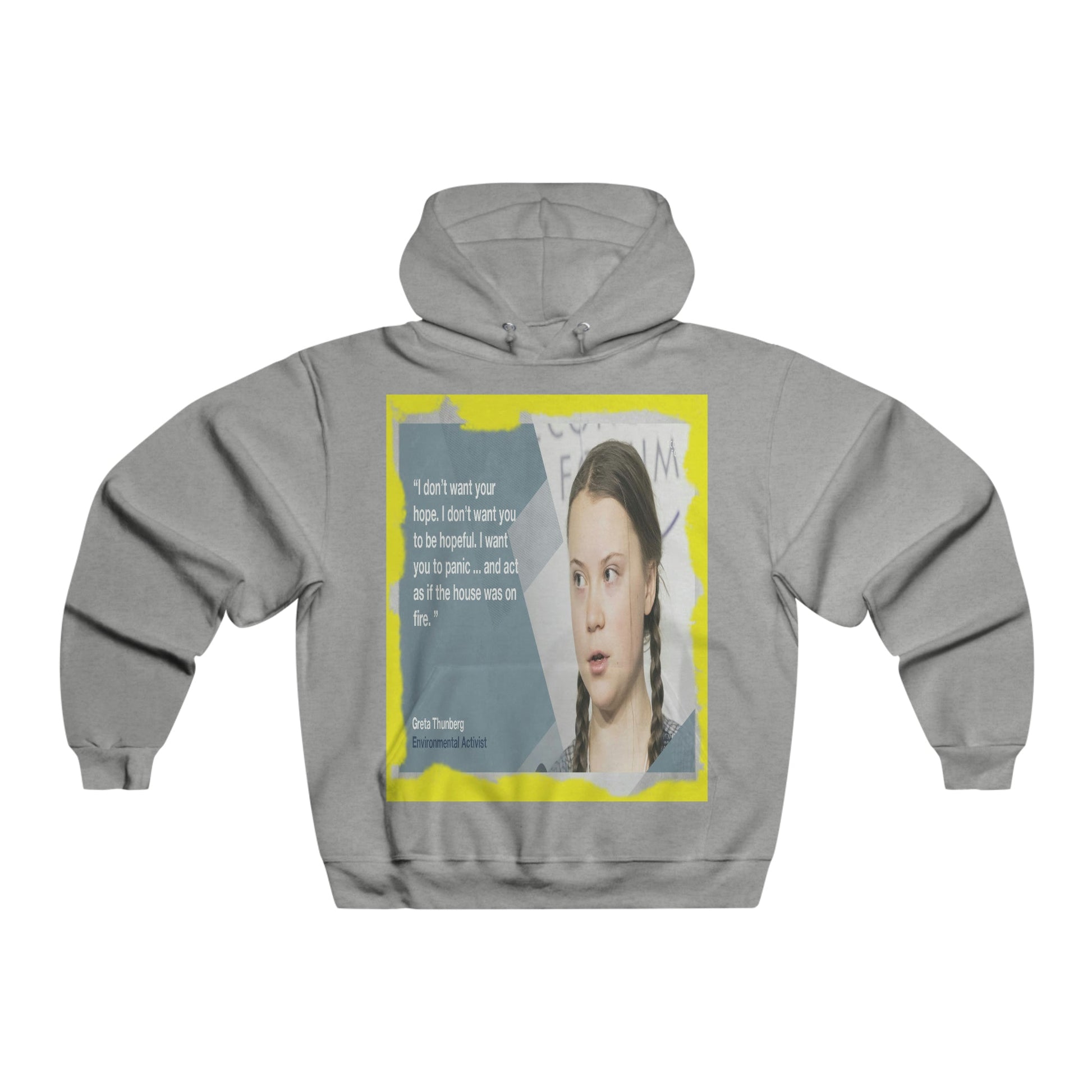Men's NUBLEND® Hooded Sweatshirt - Fruit Of The Loom - Global Warming/Climate change/Keeling CO2 curve awareness - Greta forceful speeches to increase awareness of Global warming - Green Forest Home