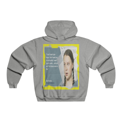 Men's NUBLEND® Hooded Sweatshirt - Fruit Of The Loom - Global Warming/Climate change/Keeling CO2 curve awareness - Greta forceful speeches to increase awareness of Global warming - Green Forest Home