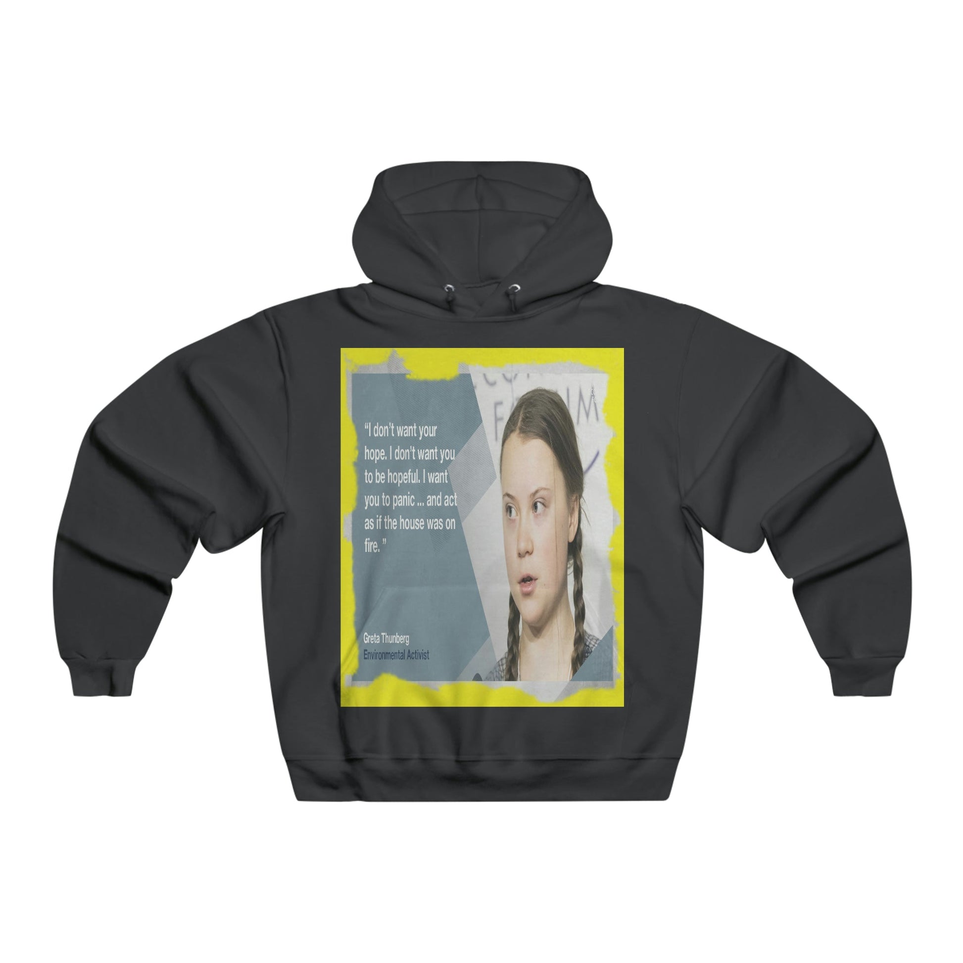 Men's NUBLEND® Hooded Sweatshirt - Fruit Of The Loom - Global Warming/Climate change/Keeling CO2 curve awareness - Greta forceful speeches to increase awareness of Global warming - Green Forest Home