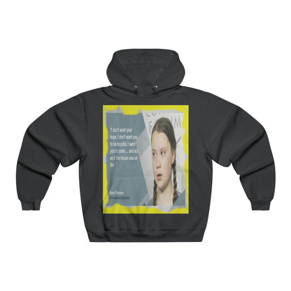 Men's NUBLEND® Hooded Sweatshirt - Fruit Of The Loom - Global Warming/Climate change/Keeling CO2 curve awareness - Greta forceful speeches to increase awareness of Global warming - Green Forest Home