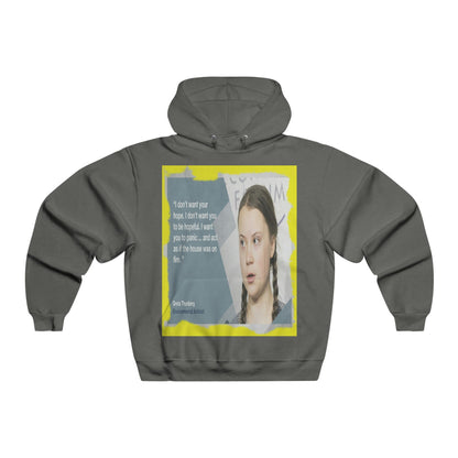 Men's NUBLEND® Hooded Sweatshirt - Fruit Of The Loom - Global Warming/Climate change/Keeling CO2 curve awareness - Greta forceful speeches to increase awareness of Global warming - Green Forest Home