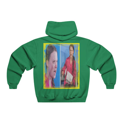 Men's NUBLEND® Hooded Sweatshirt - Fruit Of The Loom - Global Warming/Climate change/Keeling CO2 curve awareness - Greta forceful speeches to increase awareness of Global warming - Green Forest Home