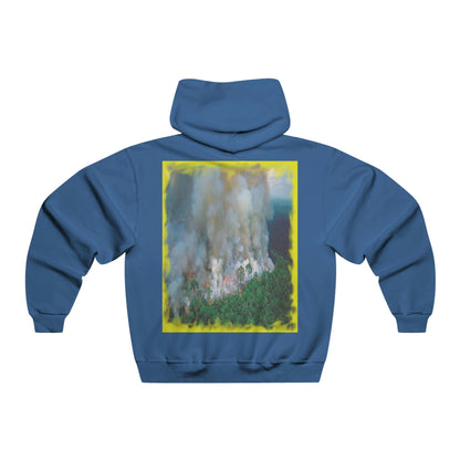 Men's NUBLEND® Hooded Sweatshirt - Fruit Of The Loom - Global Warming/Climate change/Keeling CO2 curve awareness - Greta - Greta Thunberg on CG protests - Amazon fires on back - Green Forest Home