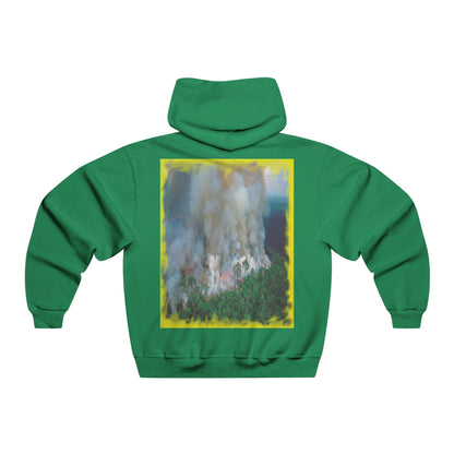Men's NUBLEND® Hooded Sweatshirt - Fruit Of The Loom - Global Warming/Climate change/Keeling CO2 curve awareness - Greta - Greta Thunberg on CG protests - Amazon fires on back - Green Forest Home
