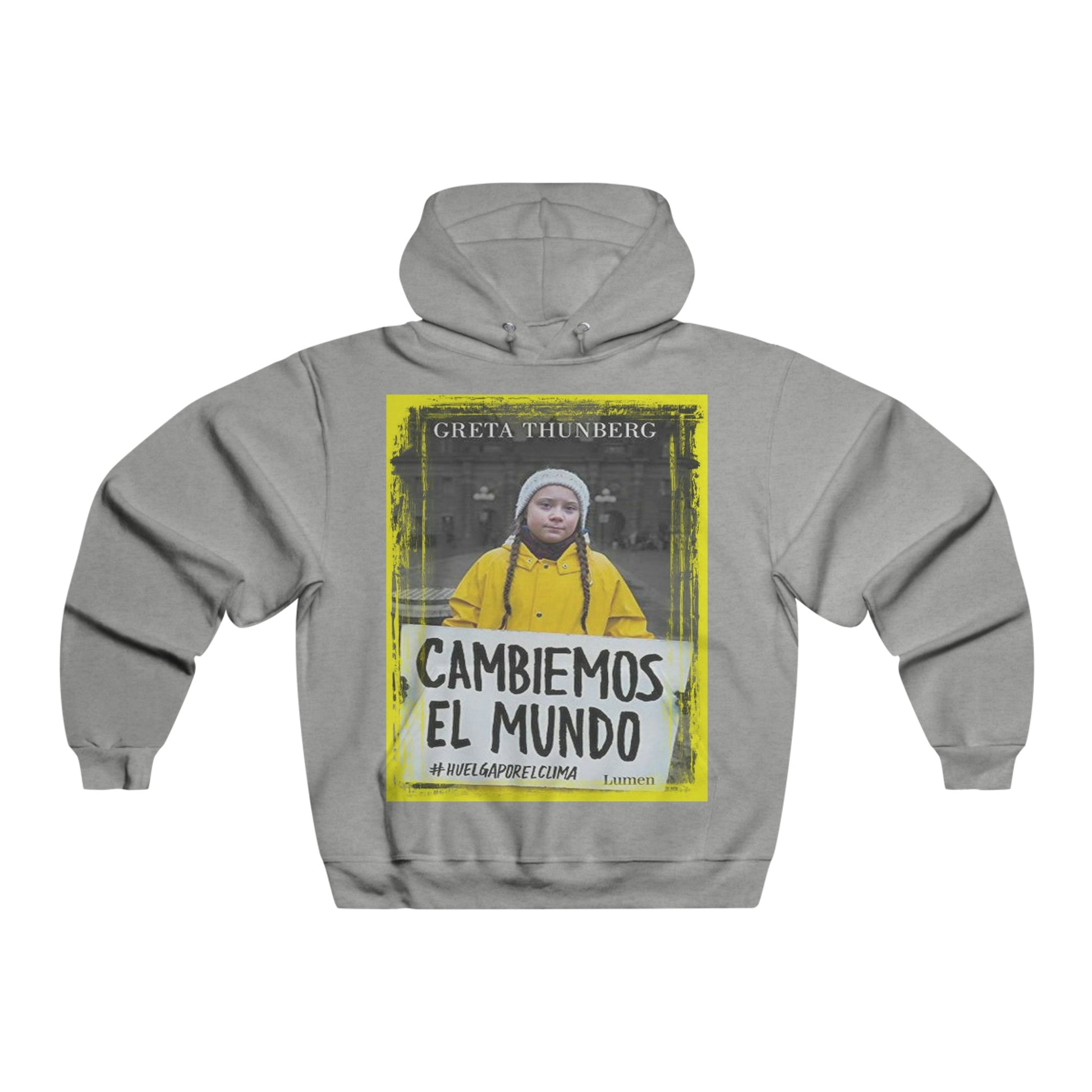 Men's NUBLEND® Hooded Sweatshirt - Fruit Of The Loom - Global Warming/Climate change/Keeling CO2 curve awareness - Greta - Greta Thunberg on CG protests - Amazon fires on back - Green Forest Home
