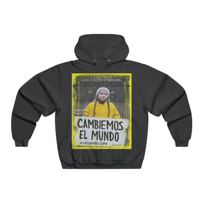 Men's NUBLEND® Hooded Sweatshirt - Fruit Of The Loom - Global Warming/Climate change/Keeling CO2 curve awareness - Greta - Greta Thunberg on CG protests - Amazon fires on back - Green Forest Home