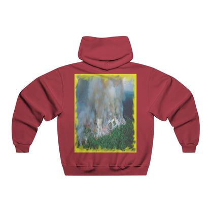 Men's NUBLEND® Hooded Sweatshirt - Fruit Of The Loom - Global Warming/Climate change/Keeling CO2 curve awareness - Greta - Greta Thunberg on CG protests - Amazon fires on back - Green Forest Home