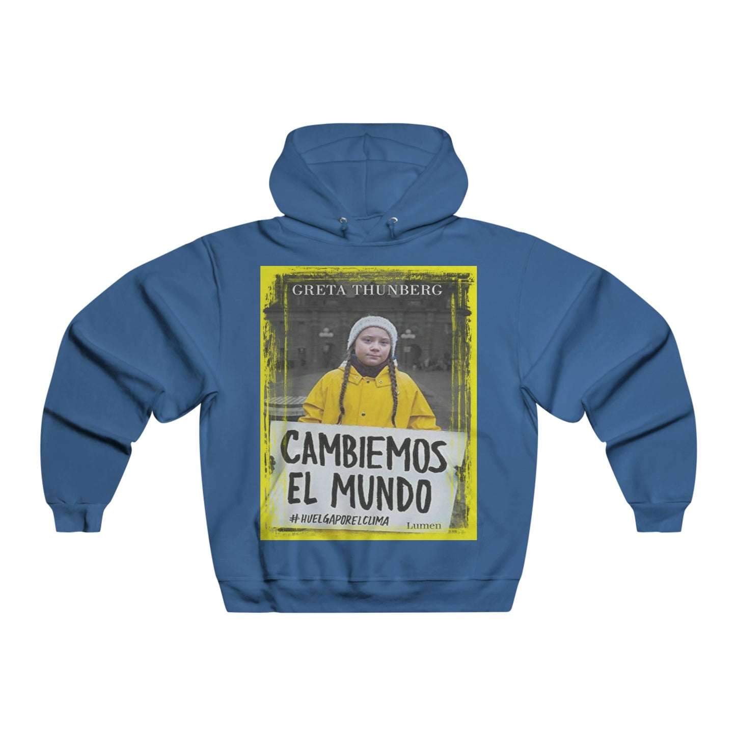 Men's NUBLEND® Hooded Sweatshirt - Fruit Of The Loom - Global Warming/Climate change/Keeling CO2 curve awareness - Greta - Greta Thunberg on CG protests - Amazon fires on back - Green Forest Home